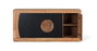 GINER Y COLOMER Aparador de madera de acacia con 4 puertas, Natural y negro